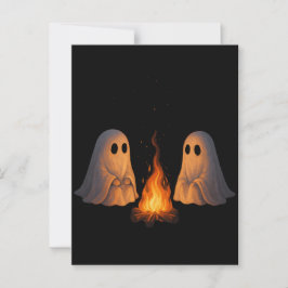 Spooky Ghost Campfire Night Forest Art - Halloween Briefkaart
