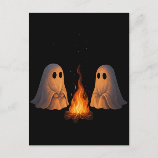 Spooky Ghost Campfire Night Forest Art - Halloween Briefkaart (Voorkant)