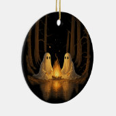 Spooky Ghost Campfire Night Forest Art - Halloween Keramisch Ornament (Rechts)