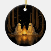 Spooky Ghost Campfire Night Forest Art - Halloween Keramisch Ornament (Voorkant)