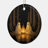 Spooky Ghost Campfire Night Forest Art - Halloween Keramisch Ornament (Links)