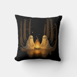 Spooky Ghost Campfire Night Forest Art - Halloween Kussen