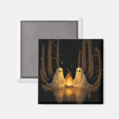 Spooky Ghost Campfire Night Forest Art - Halloween Magneet (Voorkant / Achterkant)