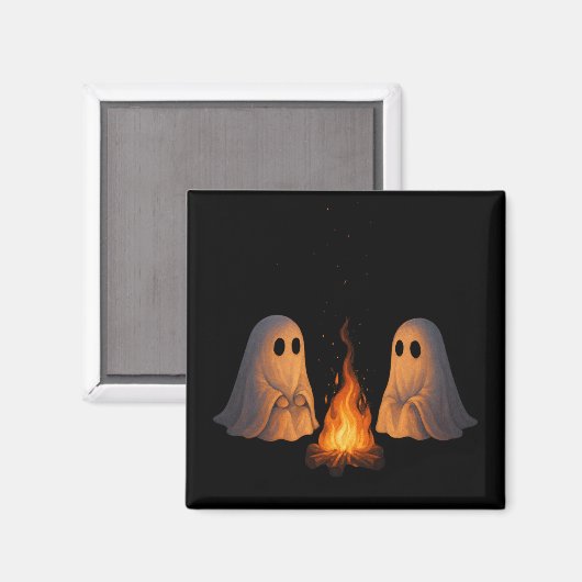 Spooky Ghost Campfire Night Forest Art - Halloween Magneet (Voorkant / Achterkant)