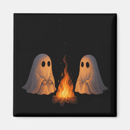 Spooky Ghost Campfire Night Forest Art - Halloween Magneet