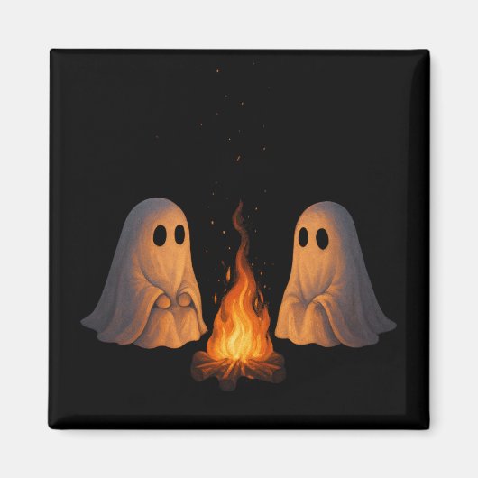 Spooky Ghost Campfire Night Forest Art - Halloween Magneet (Voorkant)