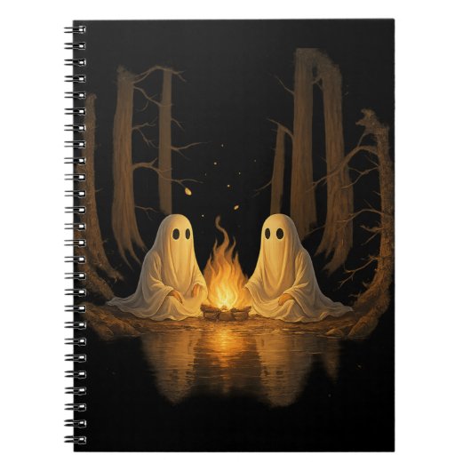 Spooky Ghost Campfire Night Forest Art - Halloween Notitieboek (Voorkant)