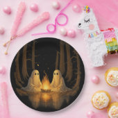 Spooky Ghost Campfire Night Forest Art - Halloween Papieren Bordje (Feest)