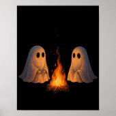 Spooky Ghost Campfire Night Forest Art - Halloween Poster (Voorkant)