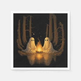Spooky Ghost Campfire Night Forest Art - Halloween Servet