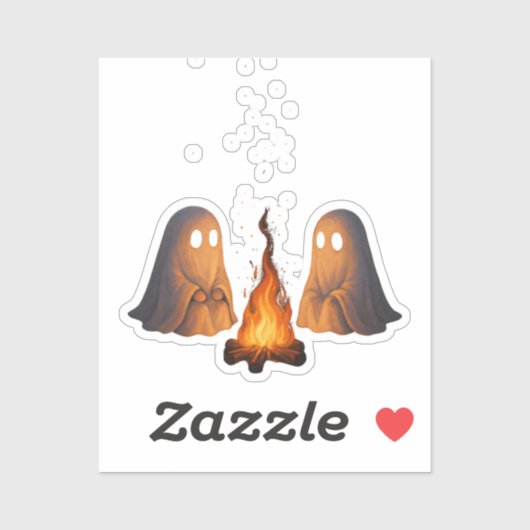 Spooky Ghost Campfire Night Forest Art - Halloween Sticker (Vel)
