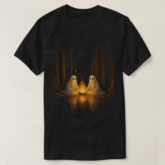 Spooky Ghost Campfire Night Forest Art - Halloween T-shirt (Design voorkant)