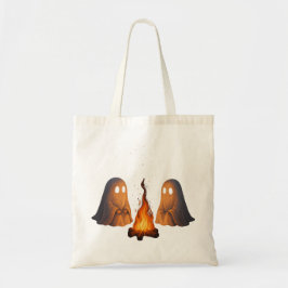 Spooky Ghost Campfire Night Forest Art - Halloween Tote Bag