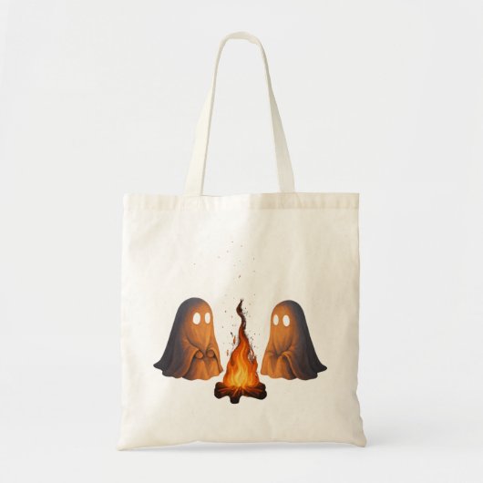 Spooky Ghost Campfire Night Forest Art - Halloween Tote Bag (Voorkant)
