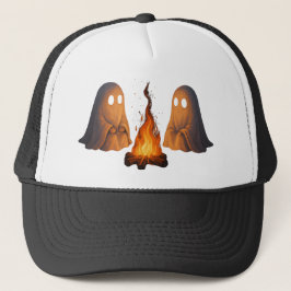 Spooky Ghost Campfire Night Forest Art - Halloween Trucker Pet