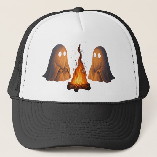 Spooky Ghost Campfire Night Forest Art - Halloween Trucker Pet (Voorkant)