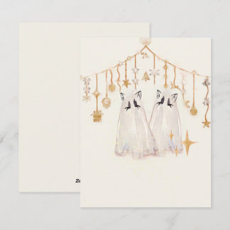 Spooky Ghost Cat-kerstkaart Feestdagenkaart