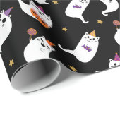 Spooky Ghost Cat Trick of Treping Wrapping Paper Cadeaupapier (Rol Hoek)