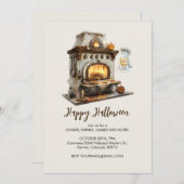 Spooky Ghost Chef met Antieke Kachel, Halloween Kaart (Voorkant / Achterkant)