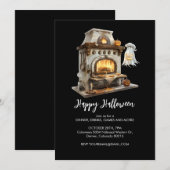 Spooky Ghost Chef met Antieke Kachel, Halloween Kaart (Voorkant / Achterkant)
