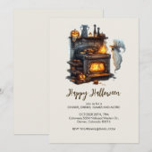 Spooky Ghost Chef met Classic Oven, Halloween Kaart (Voorkant / Achterkant)