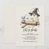 Spooky Ghost Chef met rollende pin, Halloween Kaart (Voorkant / Achterkant)