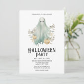 Spooky Ghost Costume Mint Halloween Party Kaart (Staand voorkant)