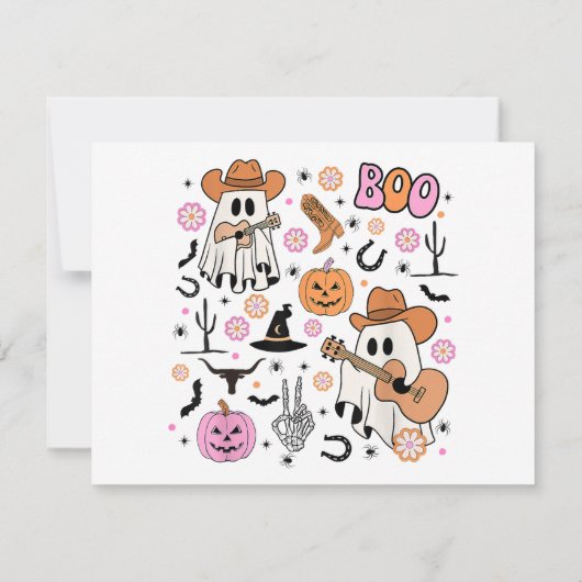 Spooky Ghost Cowboy Schattige Halloween Boo Wester (Achterkant)