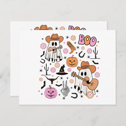 Spooky Ghost Cowboy Schattige Halloween Boo Wester (Voorkant / Achterkant)