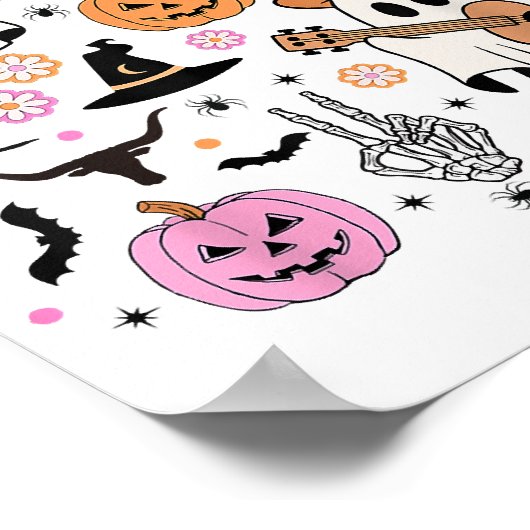 Spooky Ghost Cowboy Schattige Halloween Boo Wester Poster (Hoek)