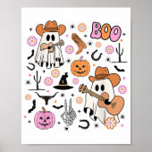 Spooky Ghost Cowboy Schattige Halloween Boo Wester Poster (Voorkant)