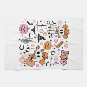 Spooky Ghost Cowboy Schattige Halloween Boo Wester Theedoek