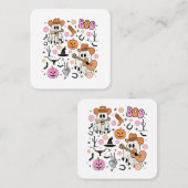 Spooky Ghost Cowboy Schattige Halloween Boo Wester Vierkante Visitekaartje (Voorkant / Achterkant)