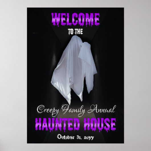 Spooky Ghost Dark Hallway Haunted House Welcome Poster (Voorkant)