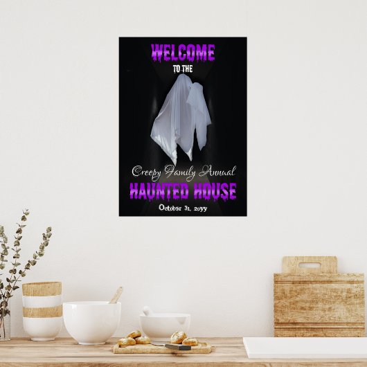 Spooky Ghost Dark Hallway Haunted House Welcome Poster (Keuken)
