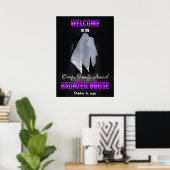 Spooky Ghost Dark Hallway Haunted House Welcome Poster (Thuiskantoor)
