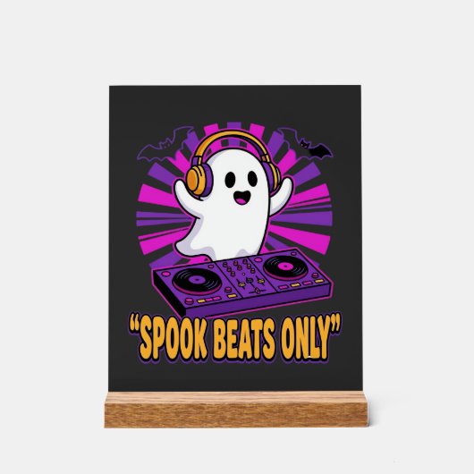 Spooky Ghost DJ Halloween Beats Ontwerp_1 Acryl Bord (Voorkant)