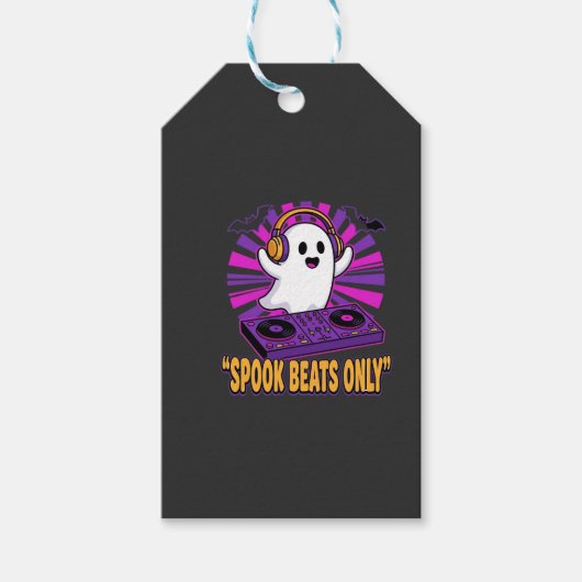 Spooky Ghost DJ Halloween Beats Ontwerp_1 Cadeaulabel (Voorkant)