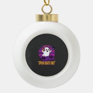 Spooky Ghost DJ Halloween Beats Ontwerp_1 Keramische Bal Ornament