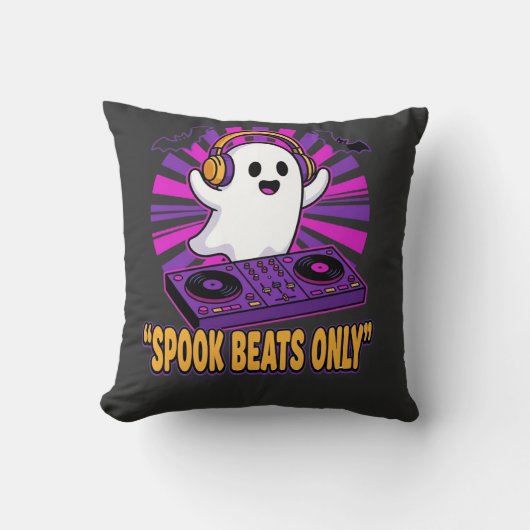 Spooky Ghost DJ Halloween Beats Ontwerp_1 Kussen (Voorkant)