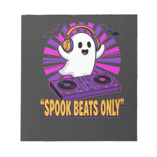 Spooky Ghost DJ Halloween Beats Ontwerp_1 Notitieblok