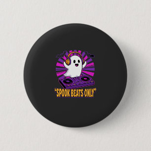 Spooky Ghost DJ Halloween Beats Ontwerp_1 Ronde Button 5,7 Cm
