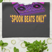 Spooky Ghost DJ Halloween Beats Ontwerp_1 Theedoek (Gevouwen)