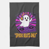Spooky Ghost DJ Halloween Beats Ontwerp_1 Theedoek (Verticaal)