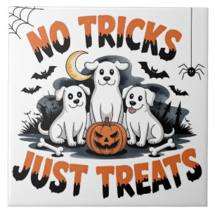 Spooky Ghost Dogs Schattige Halloween hondenontw Tegeltje