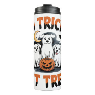 Spooky Ghost Dogs Schattige Halloween hondenontw Thermosbeker