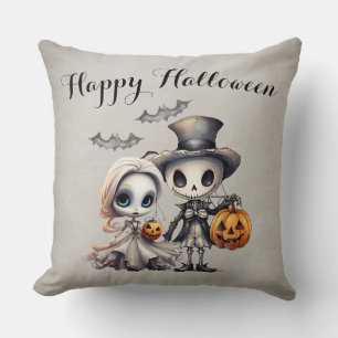 Spooky Ghost Doll en Skeleton Halloween Kussen