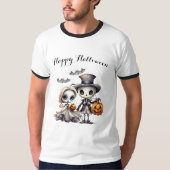Spooky Ghost Doll en Skeleton Halloween T-shirt (Voorkant)