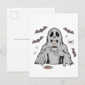 Spooky Ghost Drink Koffie Cafeïne Halloween Aankondigingskaart (Voorkant / Achterkant)