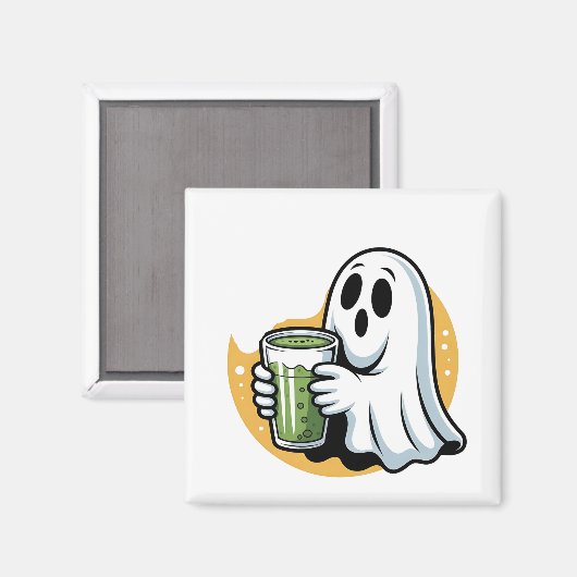 Spooky Ghost Drink Matcha Halloween Magneet (Voorkant / Achterkant)